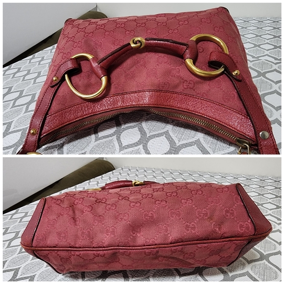 Gucci GG Canvas And Leather Horsebit Hobo Bag Pink - Picture 7 of 13